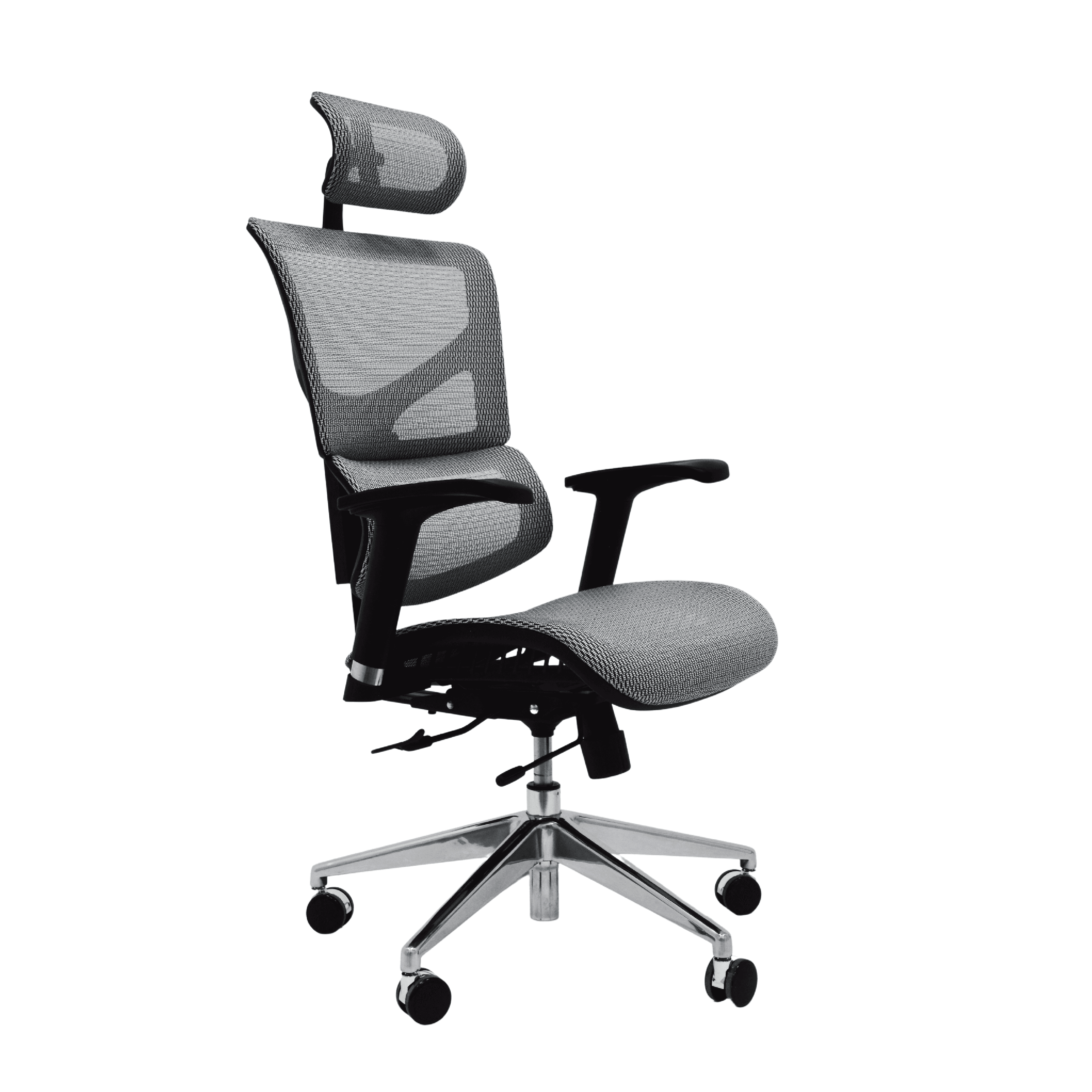 Silla ergonómica para el home office con soporte lumbar dinámico, de malla completa (silla y asiento) y altamente ajustable. Diseñado para brindarte el mejor soporte para tu espalda durante largas horas de trabajo. Construido con los mejores materiales incluyendo una malla especial transpirable que te mantiene fresco todo el día.
