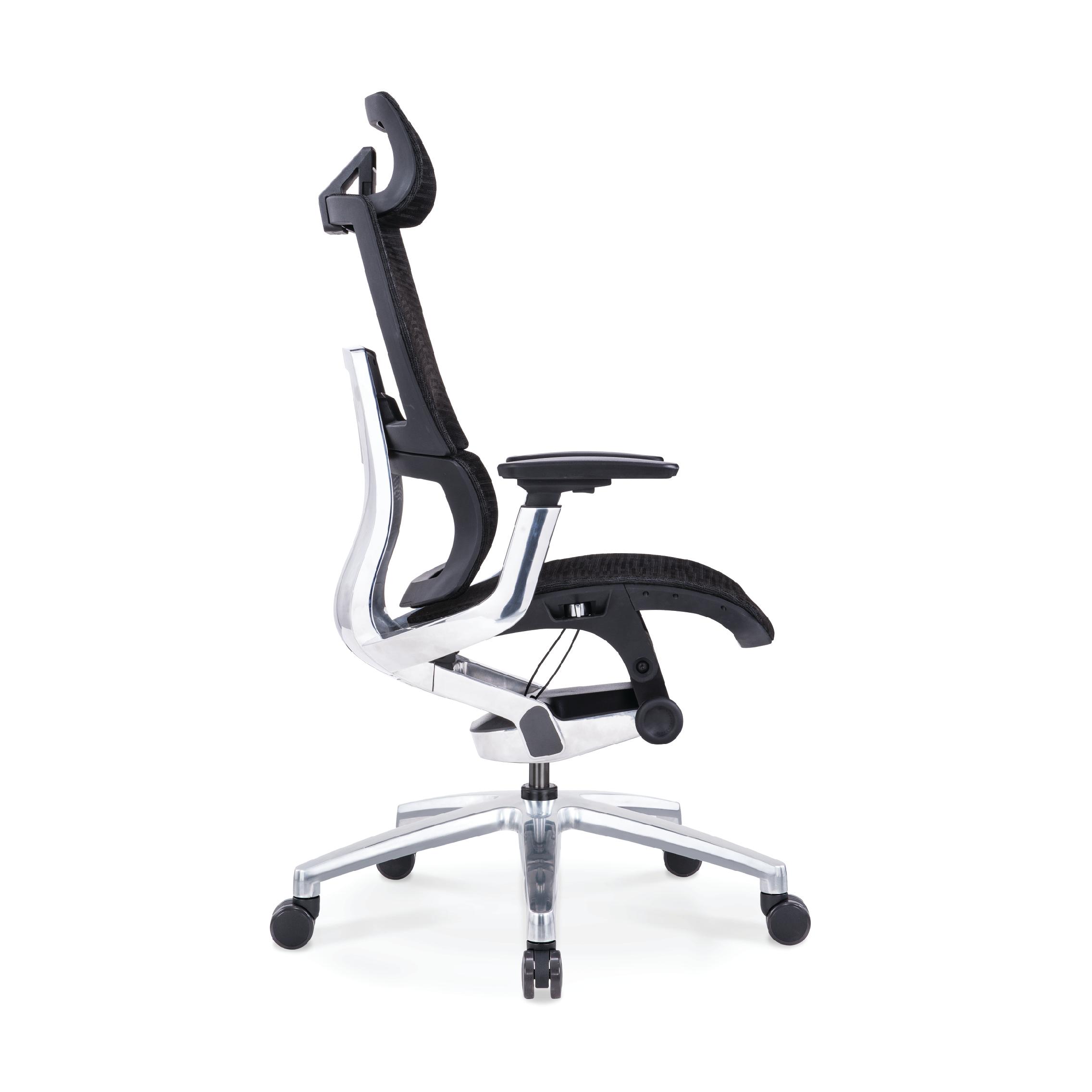 Silla ergonómica avanzada de home office con marco de aluminio y mecanismo de bloqueo avanzado, altamente ajustable con soporte lumbar dinámico que se adapta a tu espalda y acabado de una malla especial (asiento y respaldar).  Diseñado para los profesionales más exigentes y ocupados que pasan más de 8 horas al día frente a la computadora. Su diseño centrado en el ser humano brinda un excelente soporte para toda la espalda ayudándote a mantener una postura adecuada. Esta silla se siente igual de bien como se ve.  Construido solo con los mejores materiales disponible para que te dure un largo tiempo.