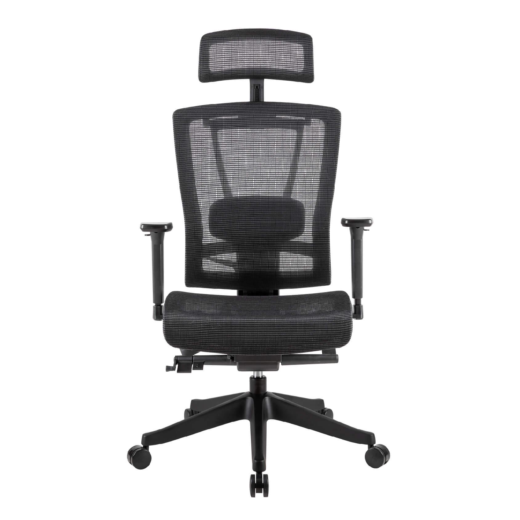  Silla ergonómica para el home office con acabado de malla completa (asiento y respaldar), soporte lumbar ajustable y un diseño ergonomico. Brinda buen soporte para toda la espalda ayudándote a mantener una buena postura. Reduce la tensión de las piernas con un diseño que permite una mejor circulación. Construido con materiales de alta calidad y una malla especial transpirable y elástica que te mantiene fresco todo el día.