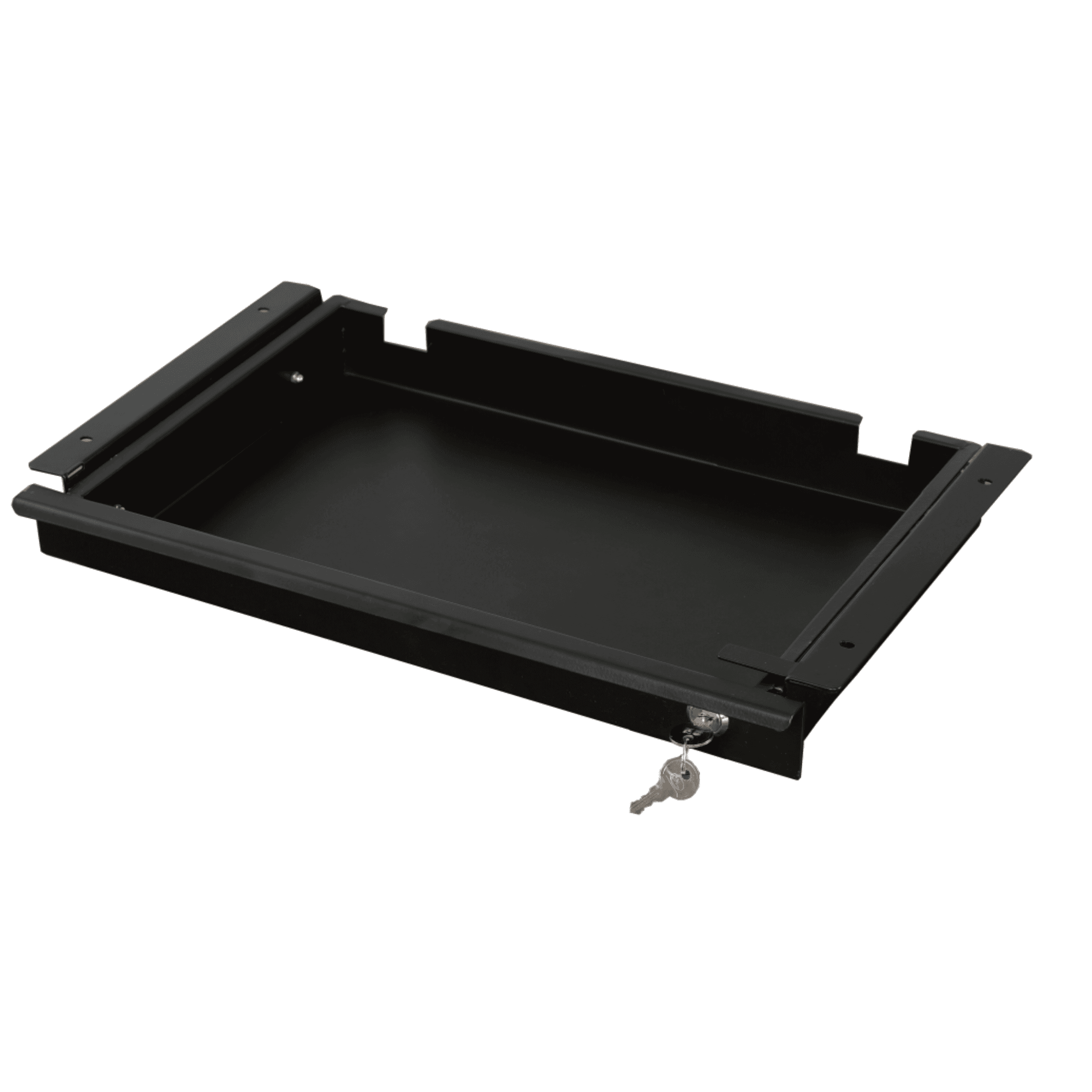 Esta gaveta de metal con candado se puede instalar fácilmente a cualquier escritorio.  Es la adición perfecta para standing desk con un tamaño de 85x56x27cm para que puedas guardar tu laptop y te sobre espacio para todas tus otras pertenencias.