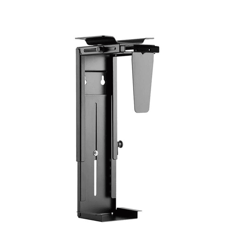 El soporte de PC te permite colocar la PC debajo del escritorio sujetado al sobre de la mesa.  Ideal para espacios de trabajos reducidos y para mantener el lugar de trabajo más organizado.  