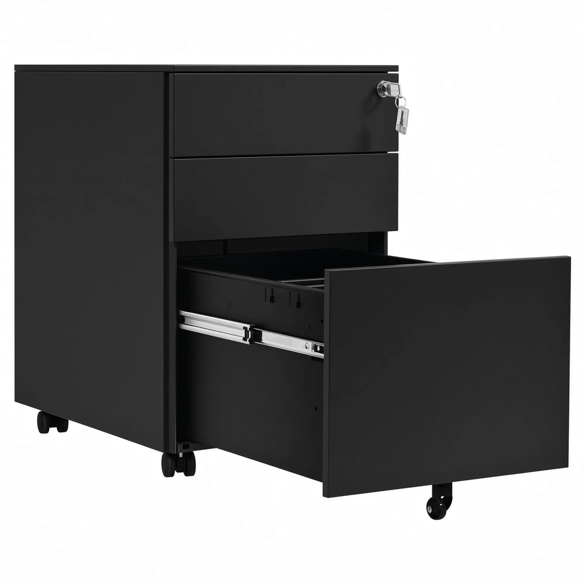 Archivador compacto de 3 gavetas - Negro — imagen 4