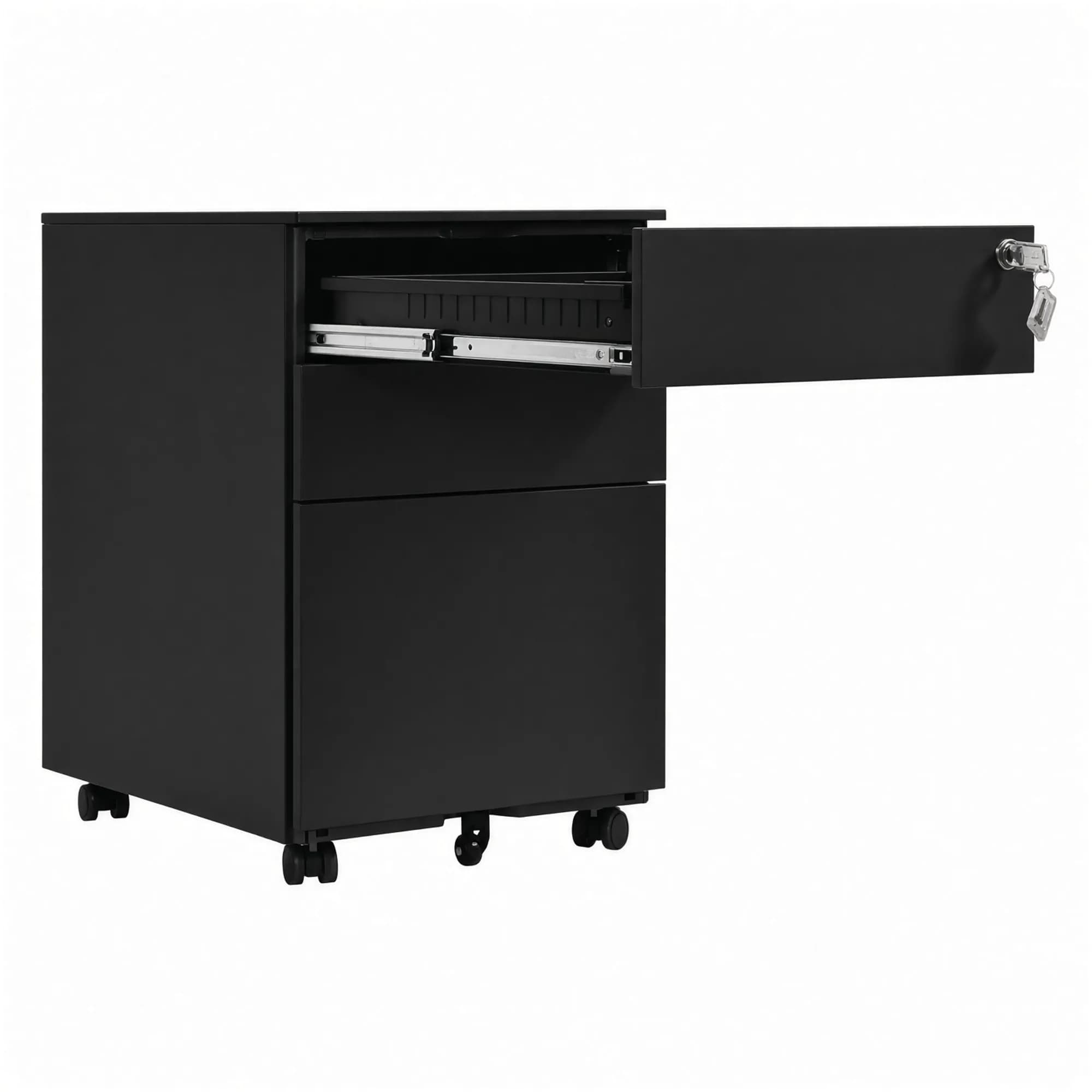 Archivador compacto de 3 gavetas - Negro — imagen 3