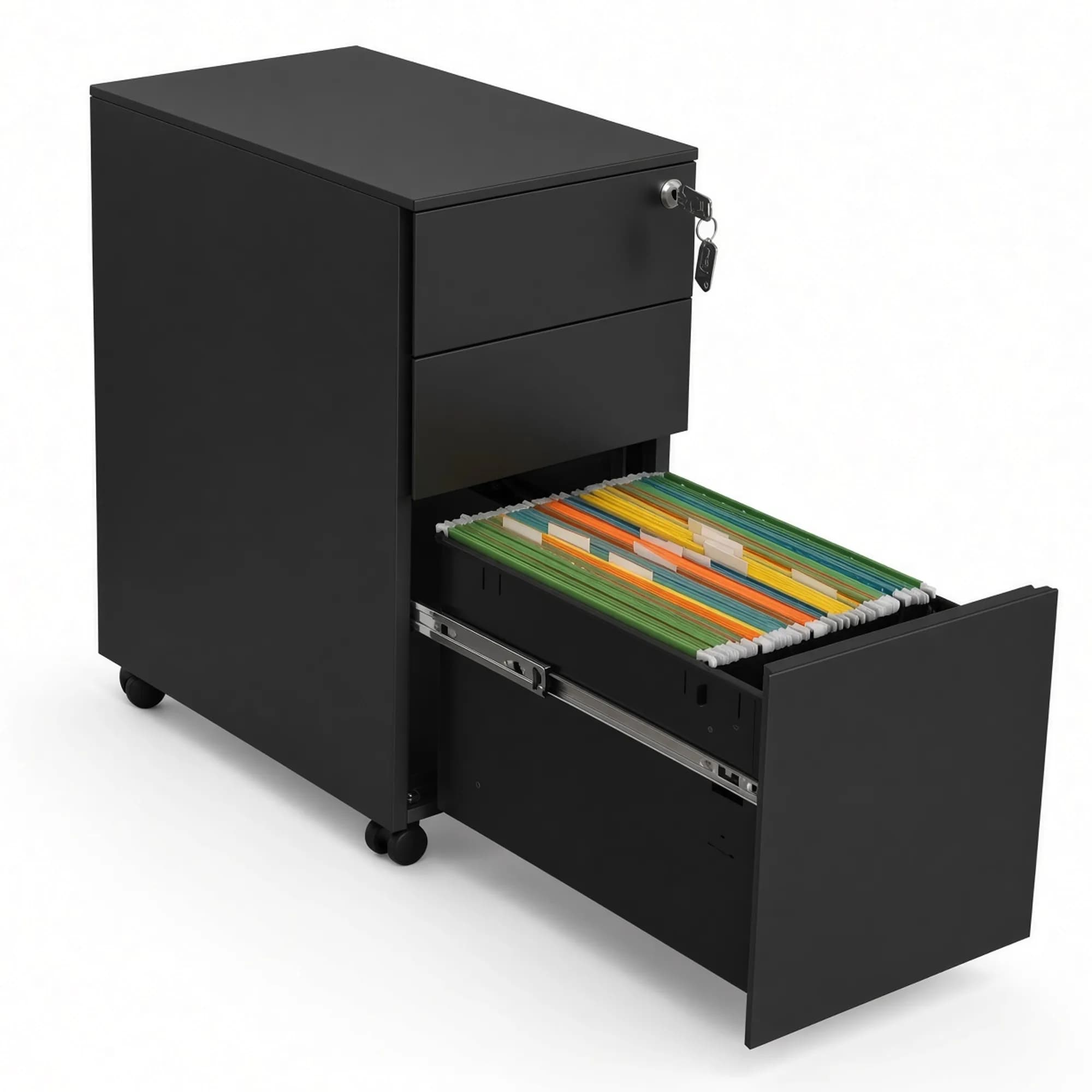Archivador Slim de 3 gavetas - Negro — imagen 3