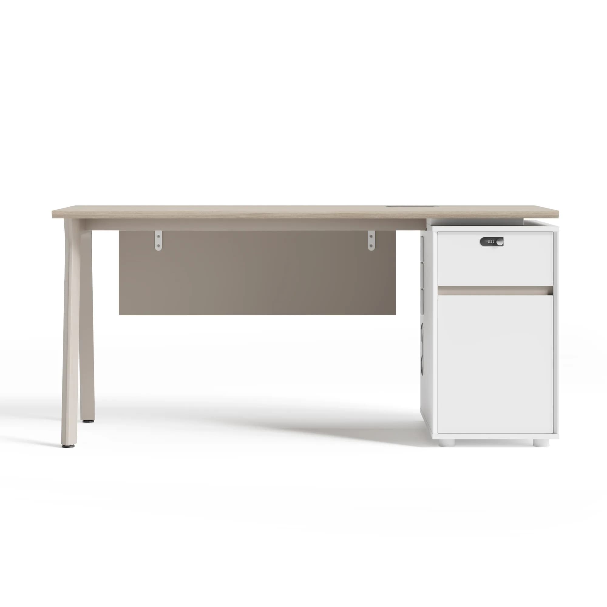 Escritorio individual con gabinete Flow - Taupe y Oak — imagen 2