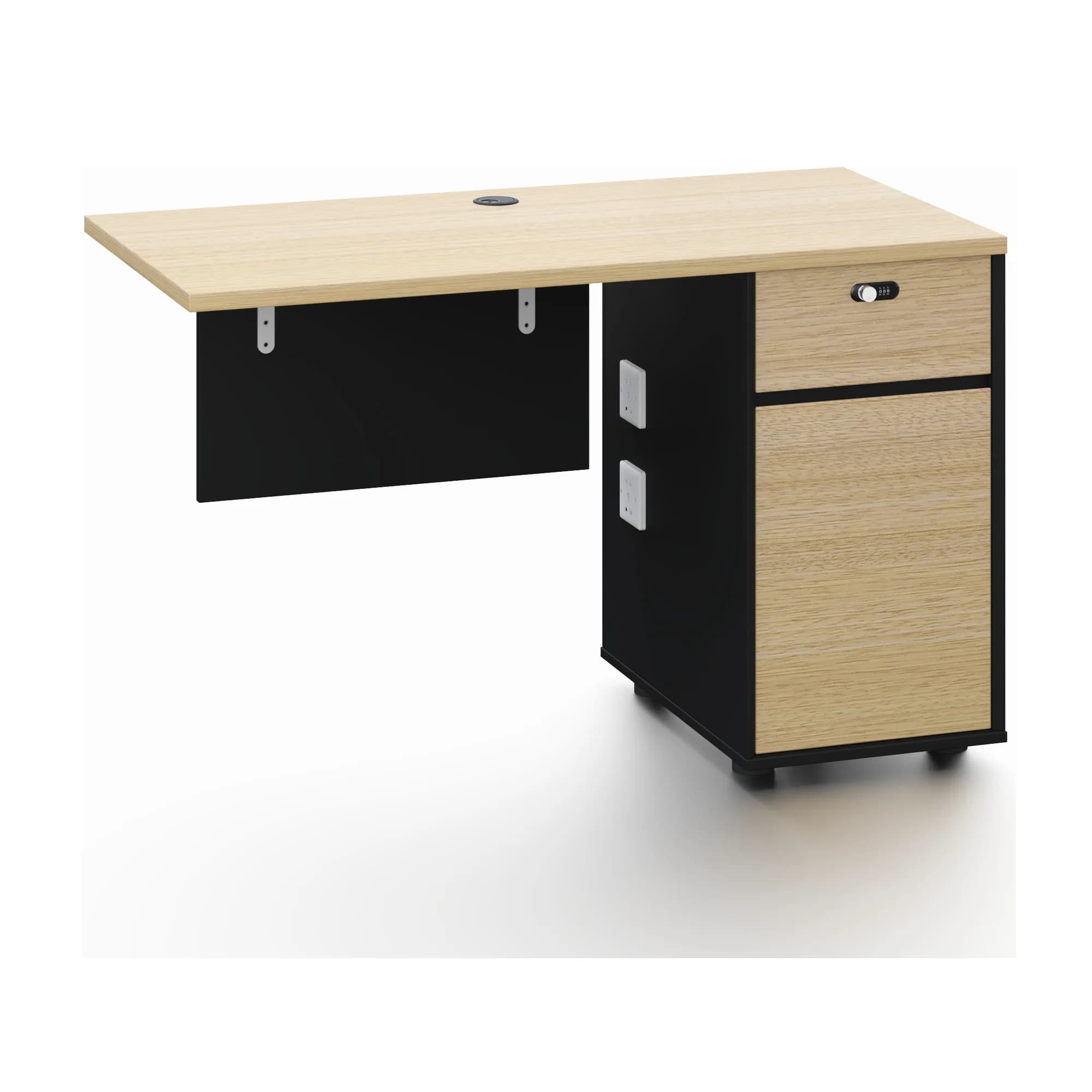 Extensión de escritorio con gabinete Core - Negro y Coral — imagen 1