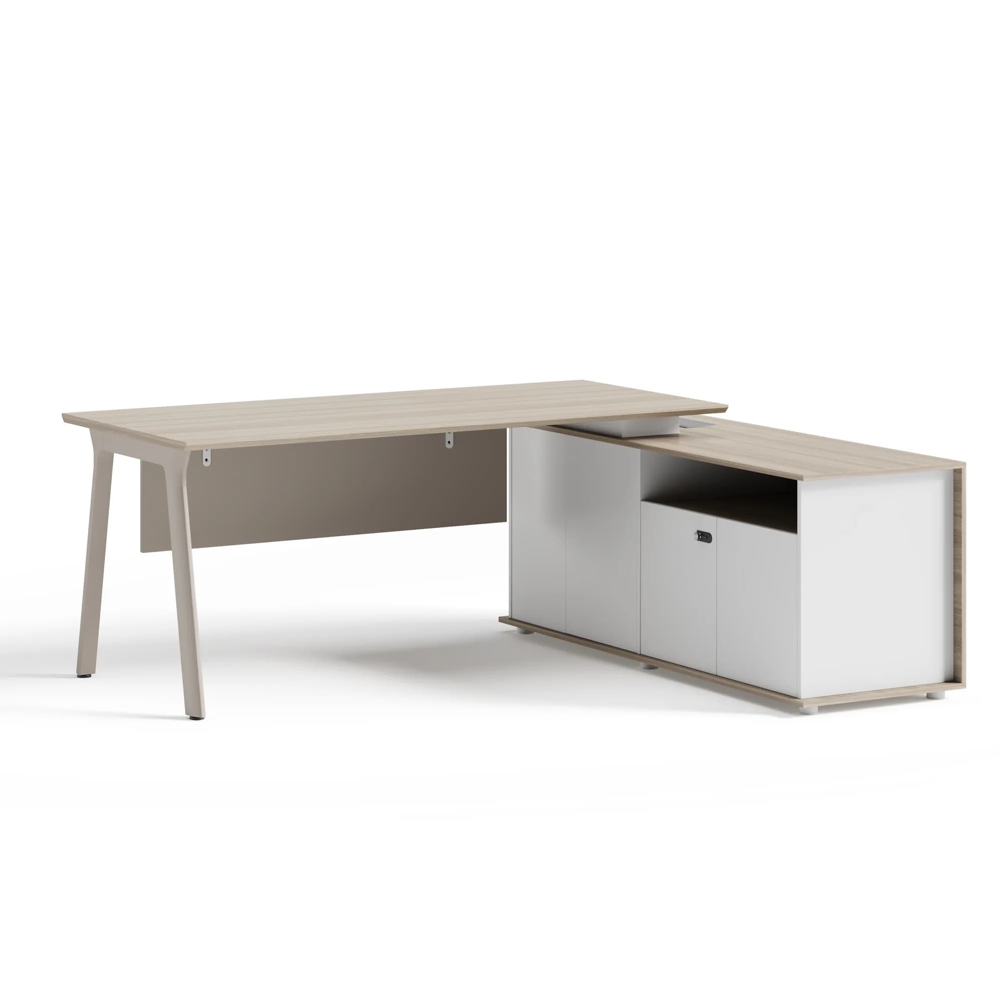 Escritorio ejecutivo Flow - Taupe y Oak — imagen 1