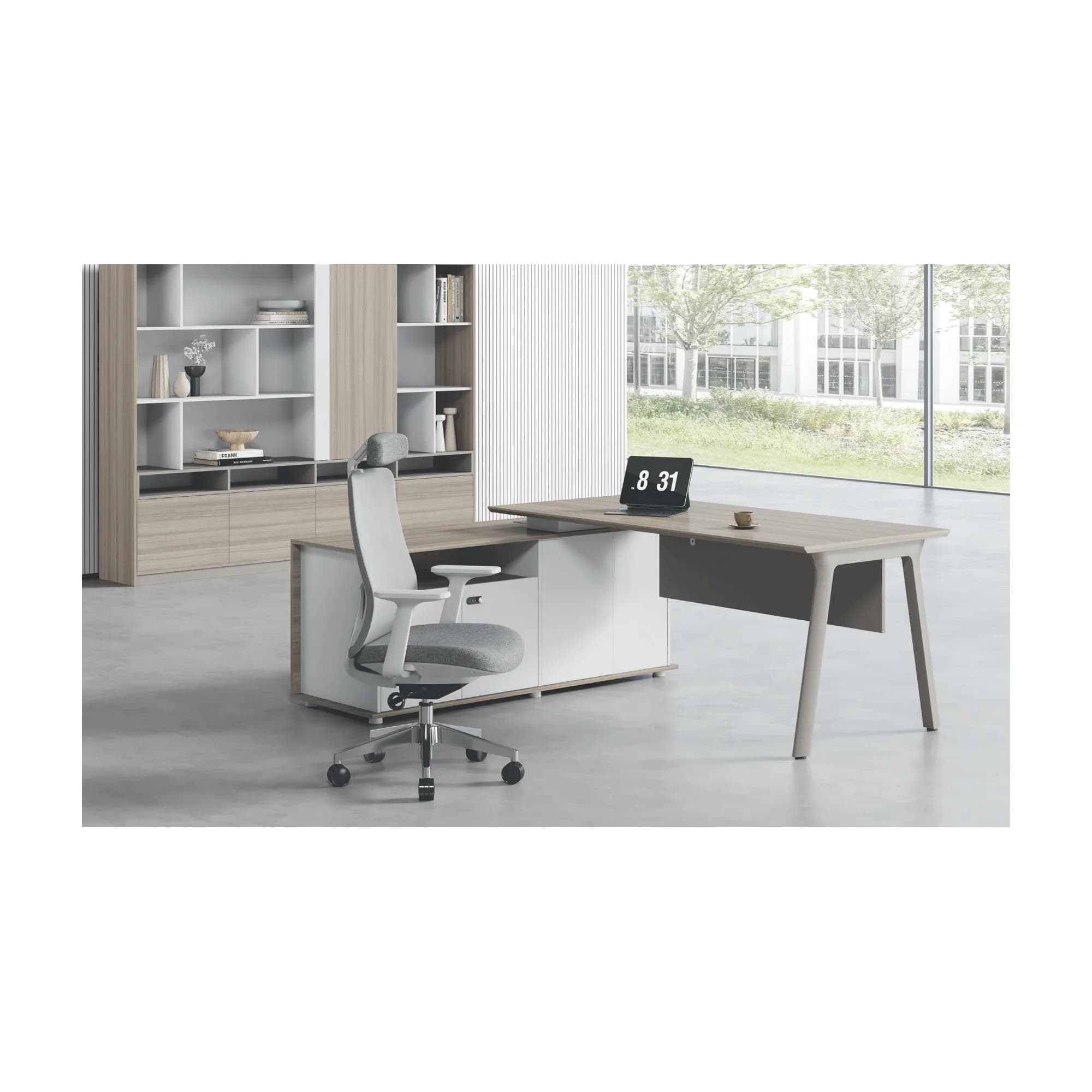 Escritorio ejecutivo Flow - Taupe y Oak — imagen 4
