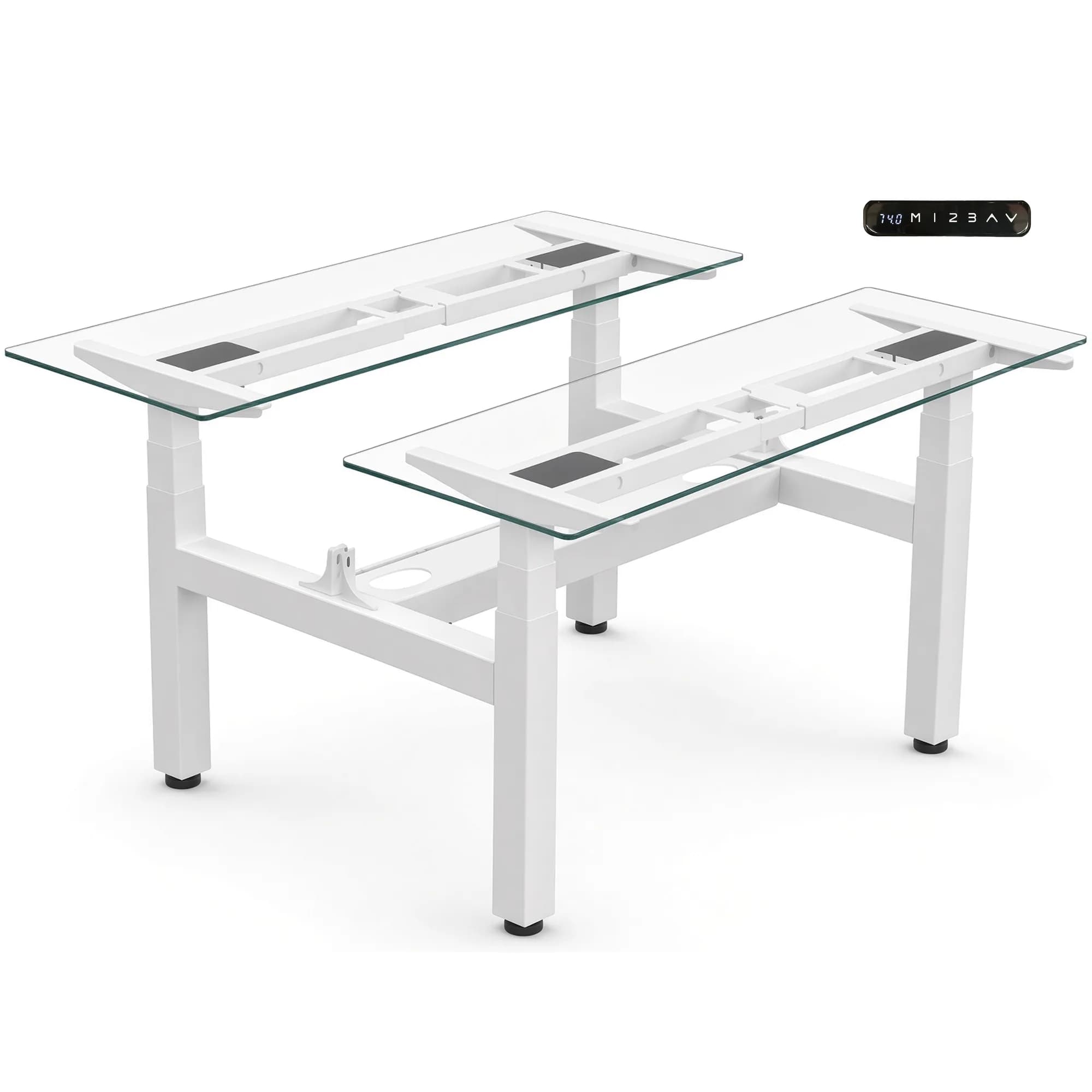 Base de escritorio de altura ajustable para 2 personas - Blanco — imagen 1