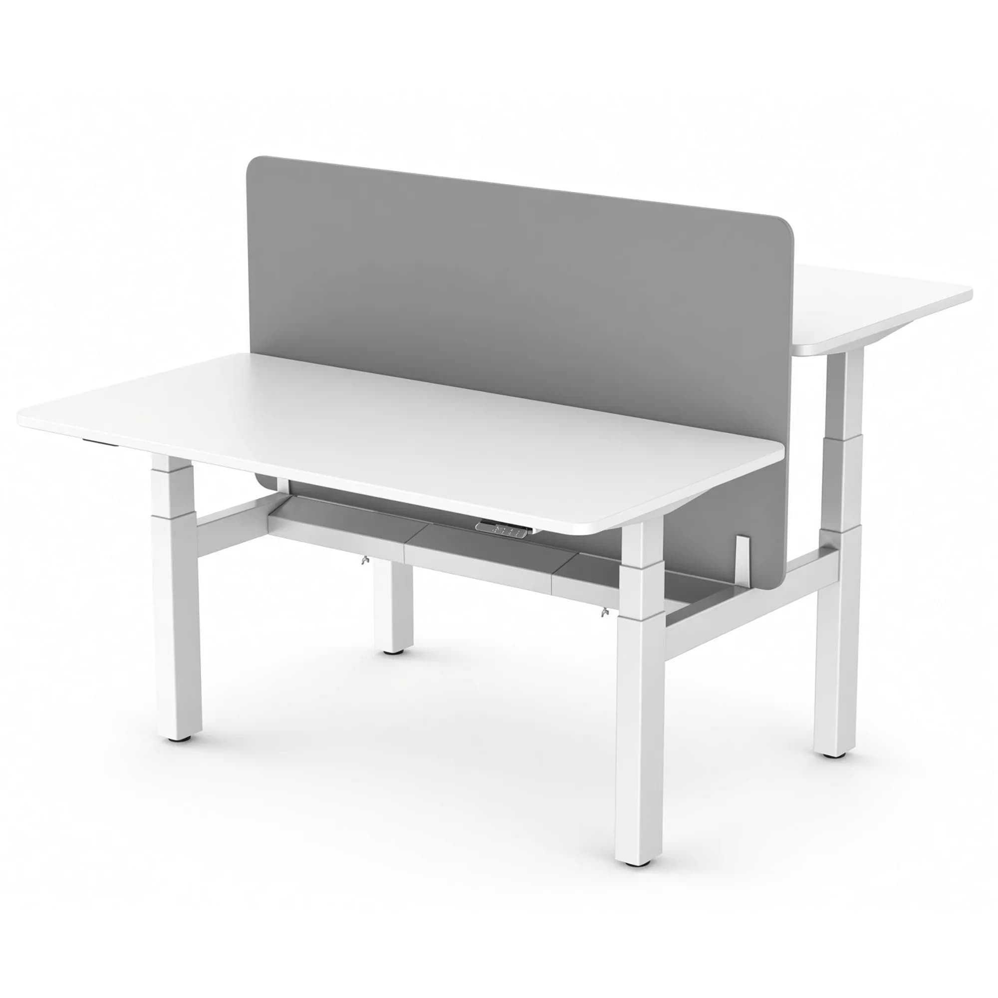 Base de escritorio de altura ajustable para 2 personas - Blanco — imagen 3