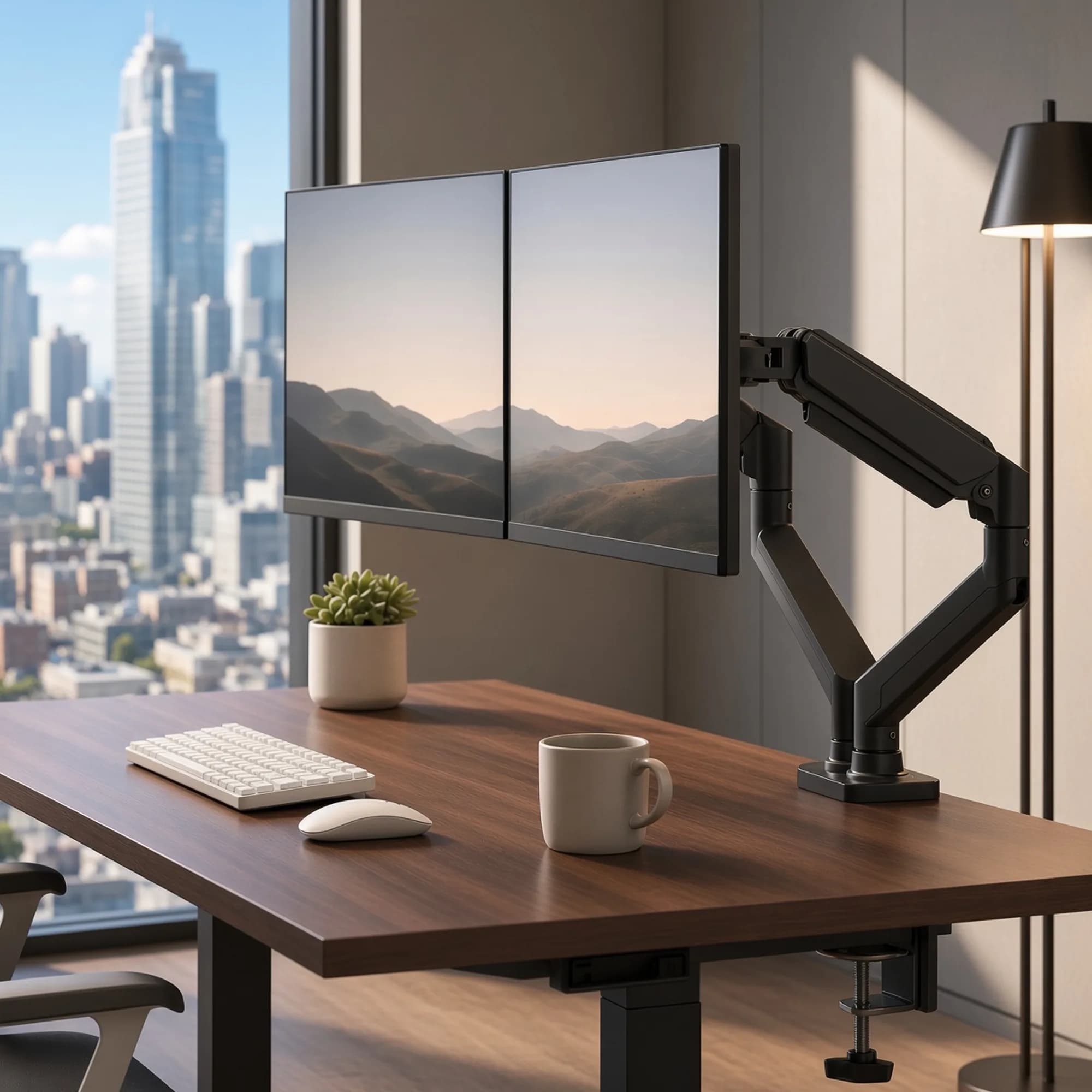 Brazo doble para monitor - Negro — imagen 2