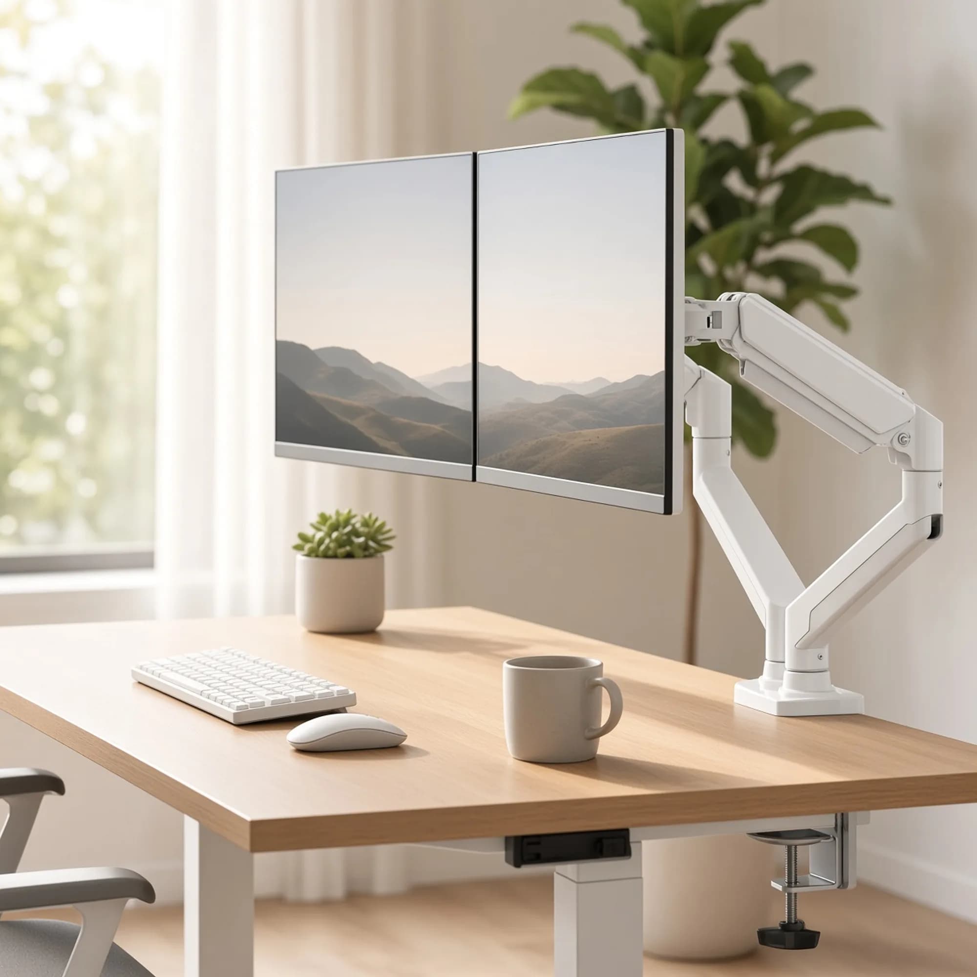 Brazo doble para monitor - Blanco — imagen 2