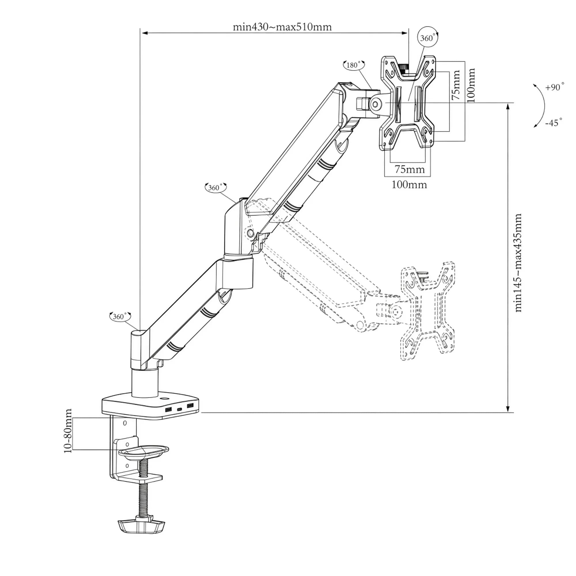 Brazo para monitor - Negro — imagen 4