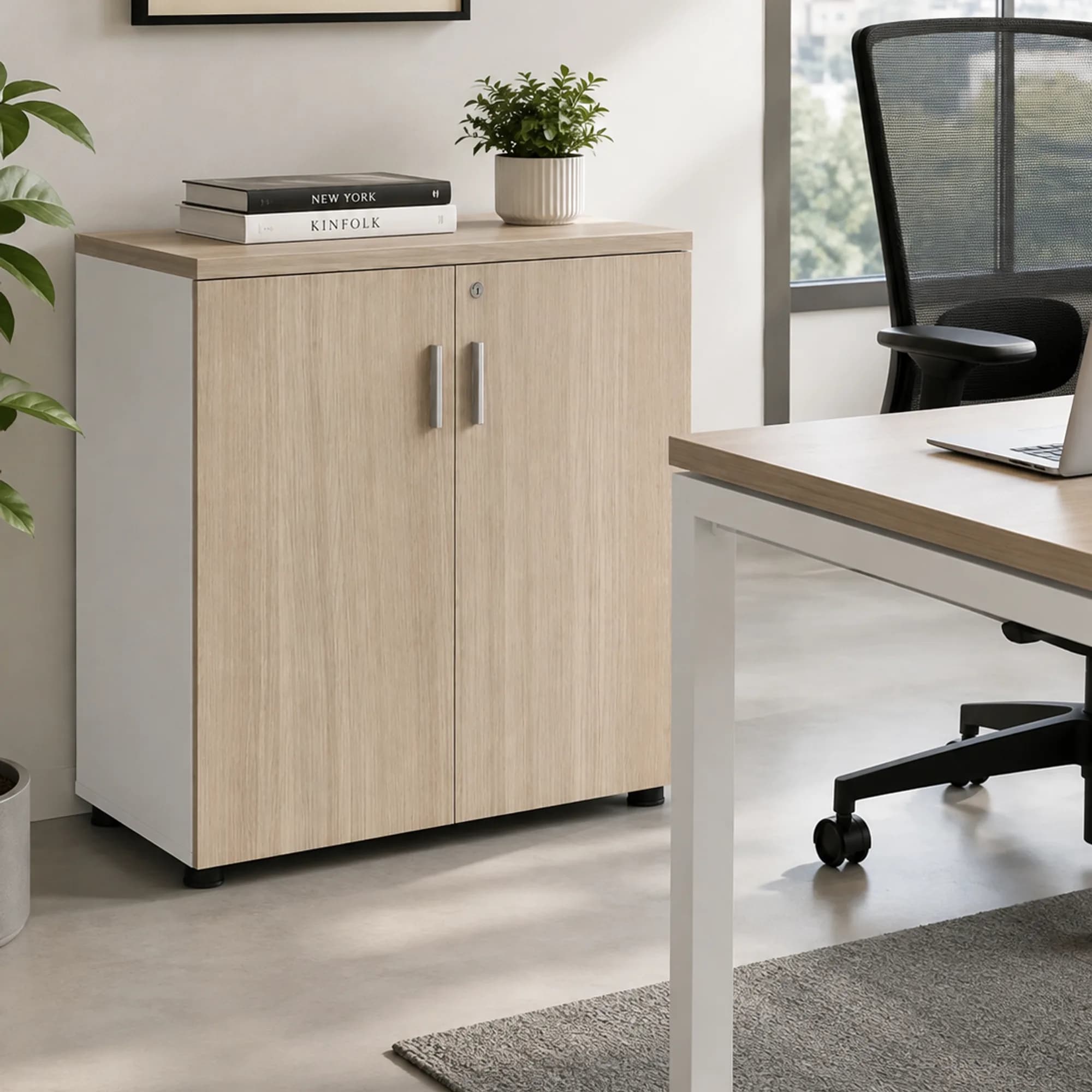 Gabinete bajo Flow - Blanco y Oak — imagen 3
