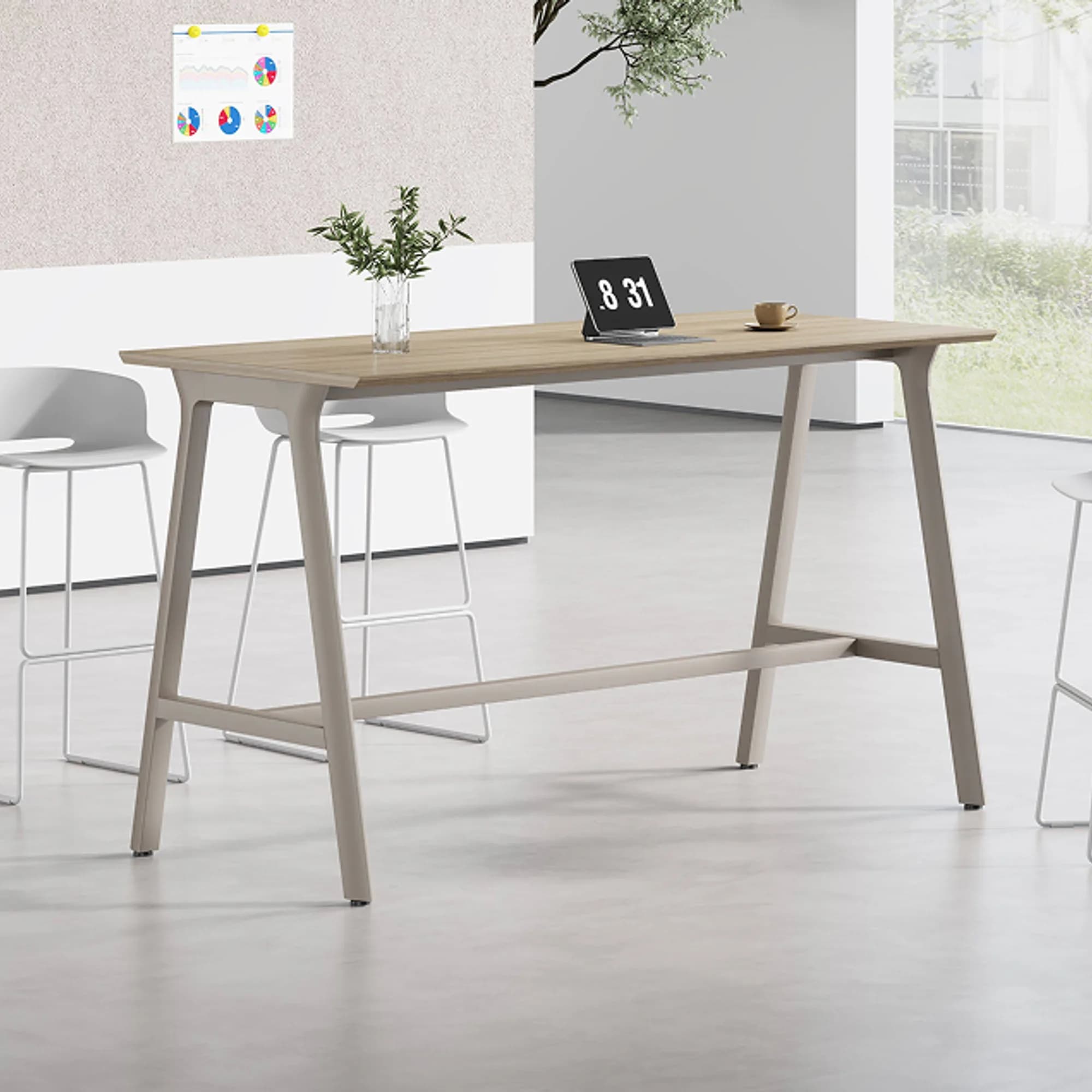 Mesa de bar Flow - Taupe y Oak 180 cm — imagen 3