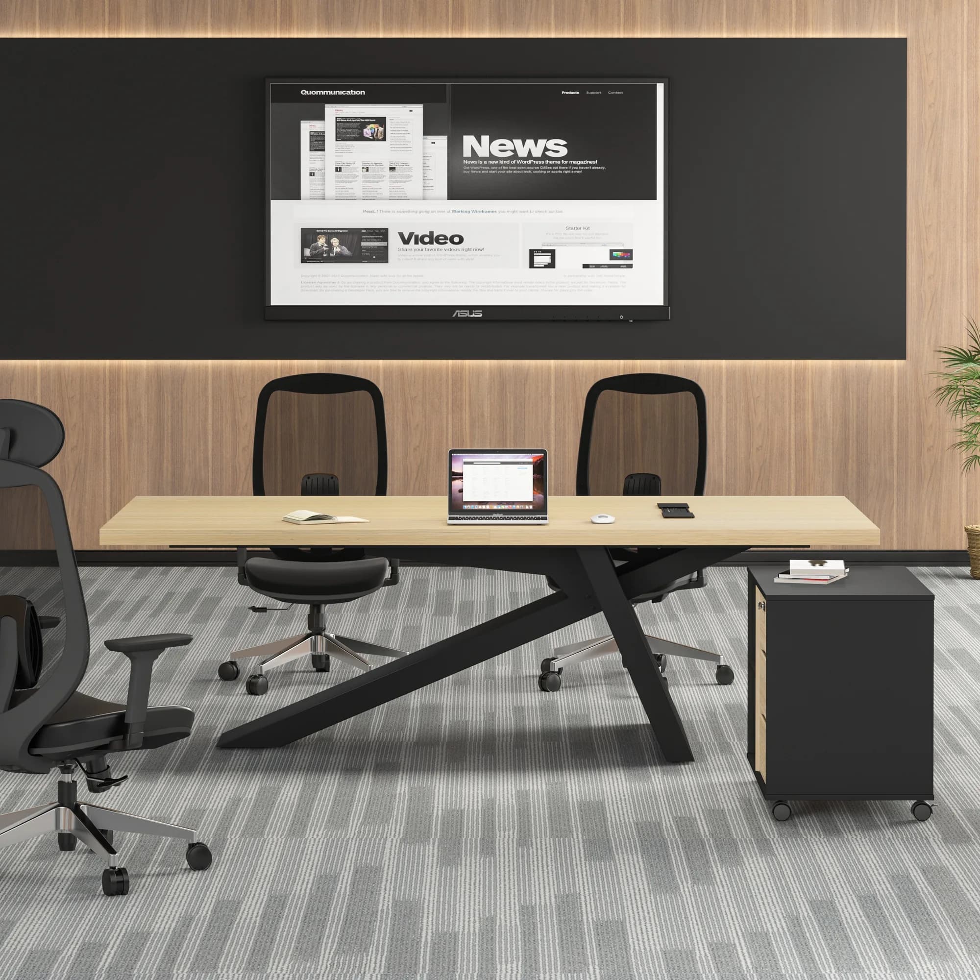 Mesa de conferencia Core - Negro y Coral 240x120 cm — imagen 2