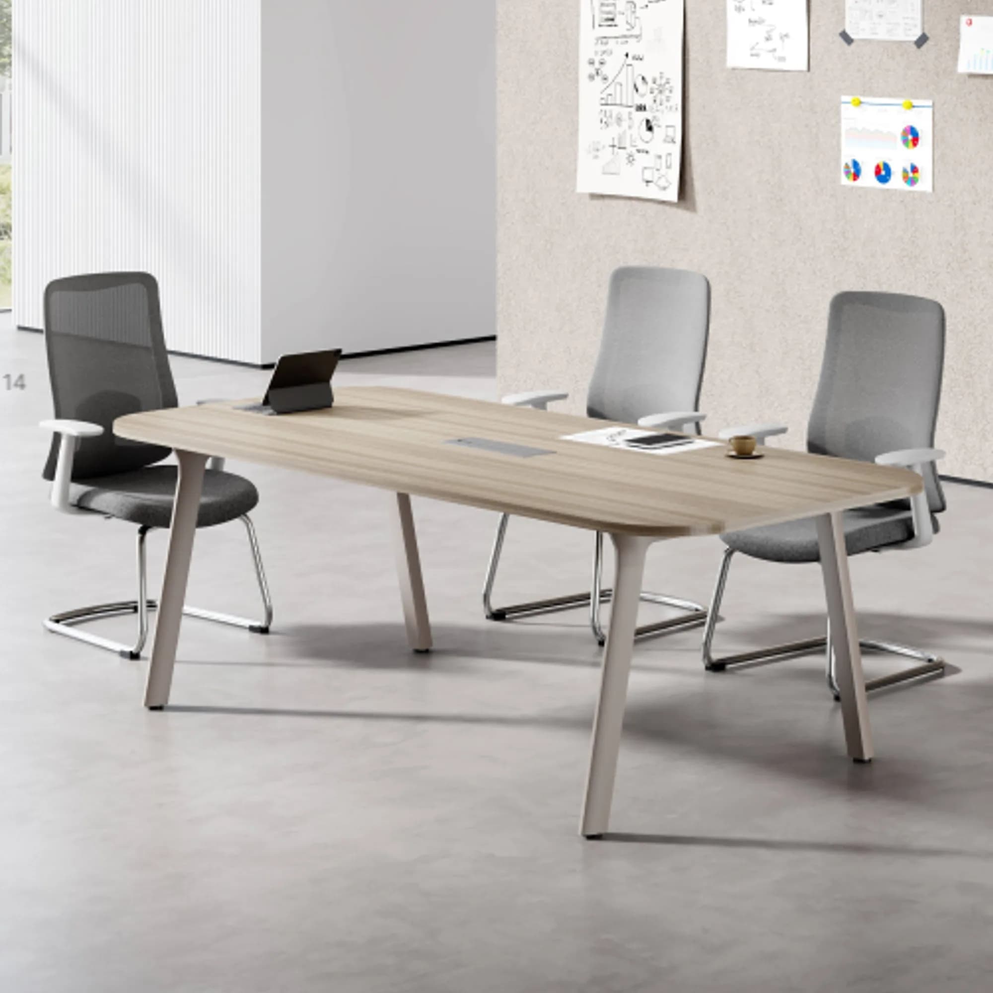 Mesa de reuniones Flow - Taupe y Oak 200 cm — image 3
