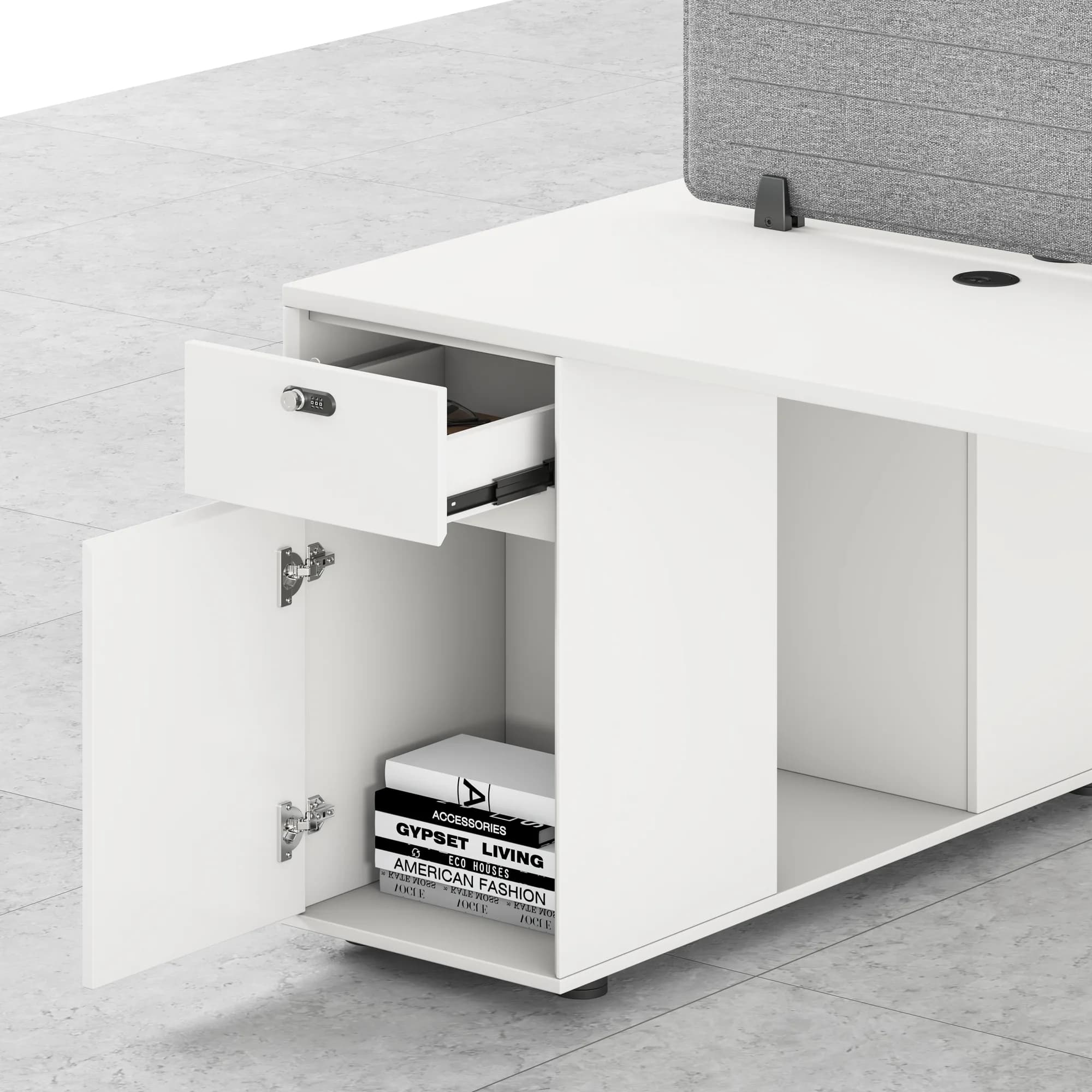 Estación de trabajo para 2 personas con gabinete Core - Blanco — imagen 2