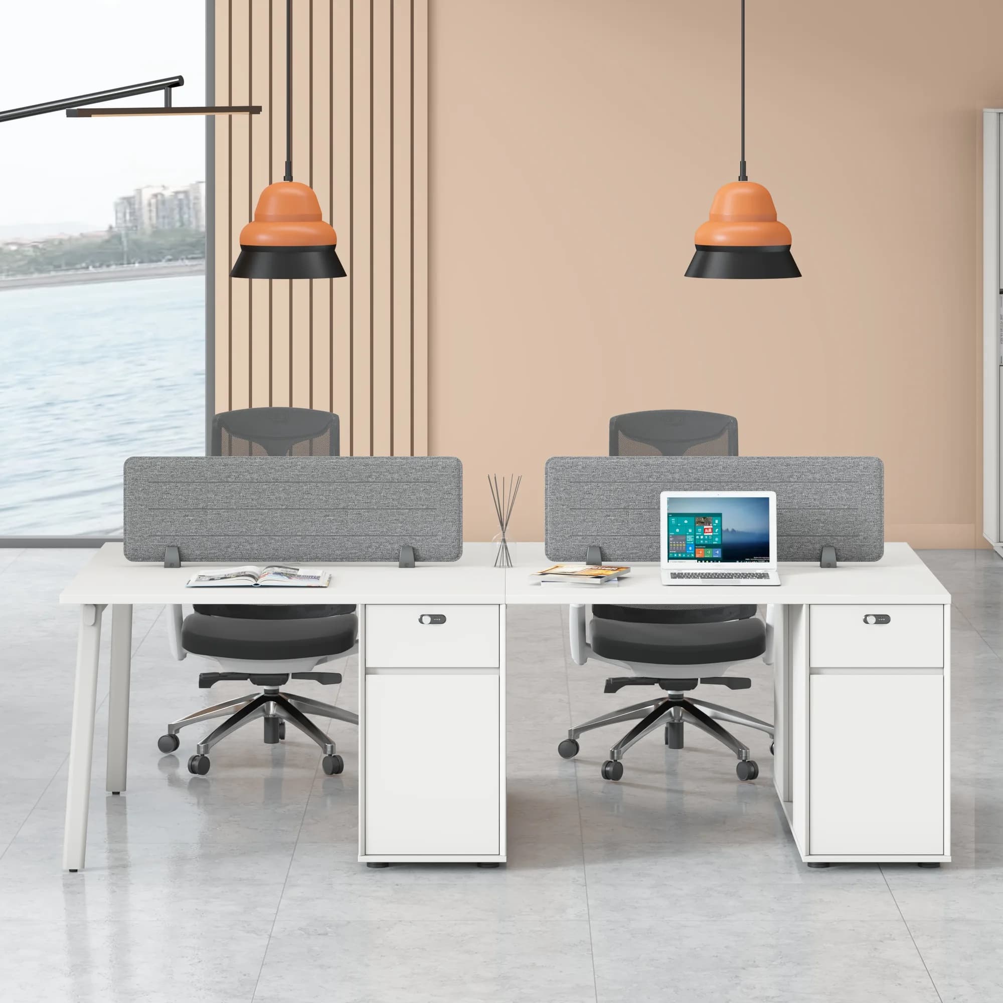 Estación de trabajo para 2 personas con gabinete Core - Blanco — imagen 3
