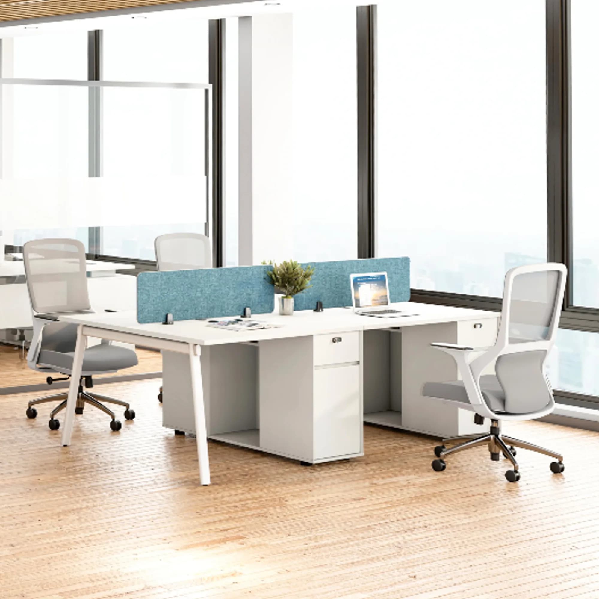 Estación de trabajo para 2 personas con gabinete Core - Blanco — imagen 4