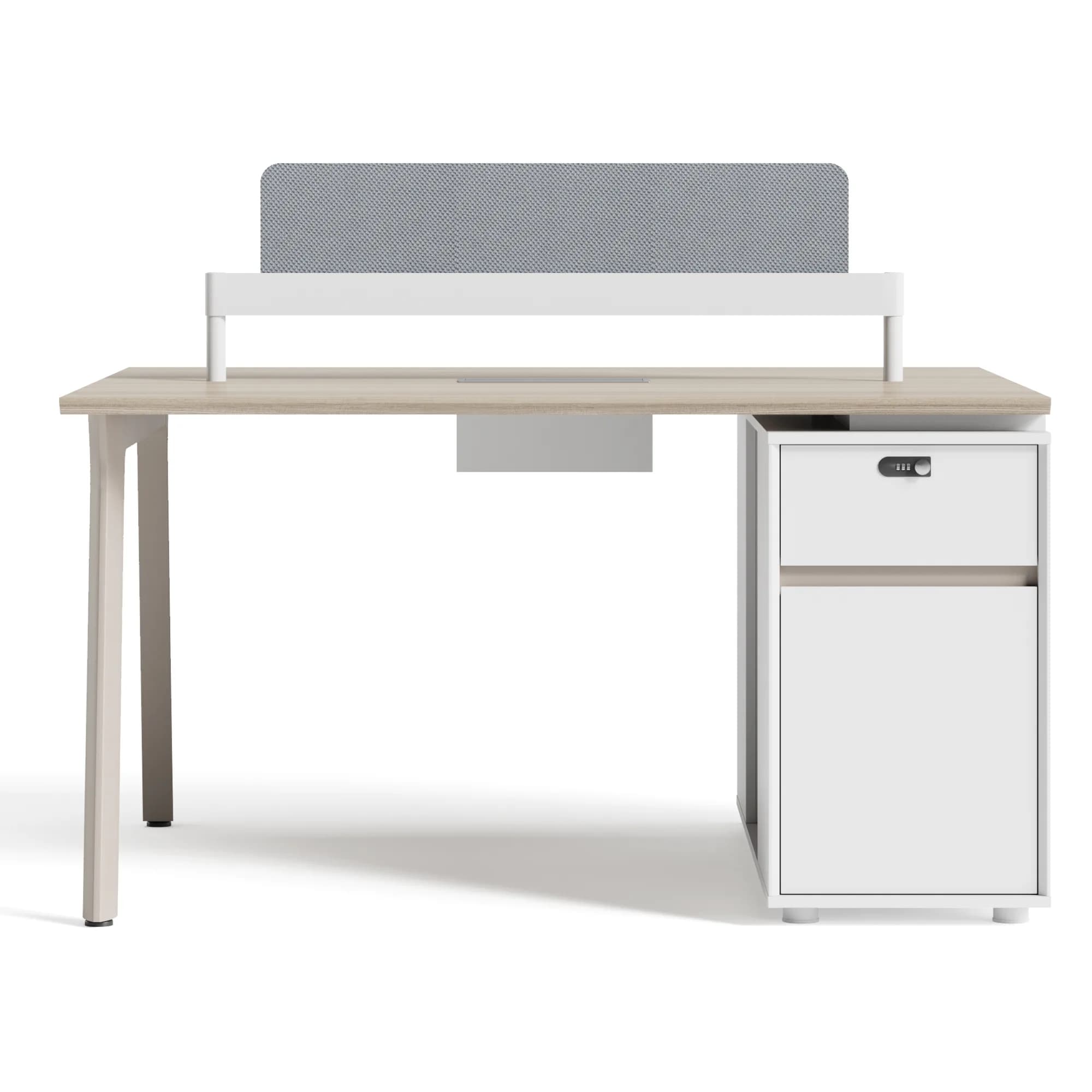 Estación de trabajo para 2 personas con gabinete Flow - Taupe y Oak — imagen 2