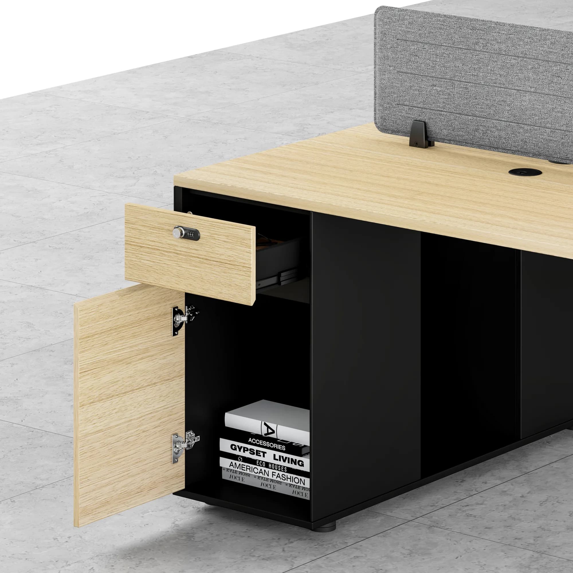 Extensión de estación para 2 personas con gabinete Core - Negro y Coral — imagen 3