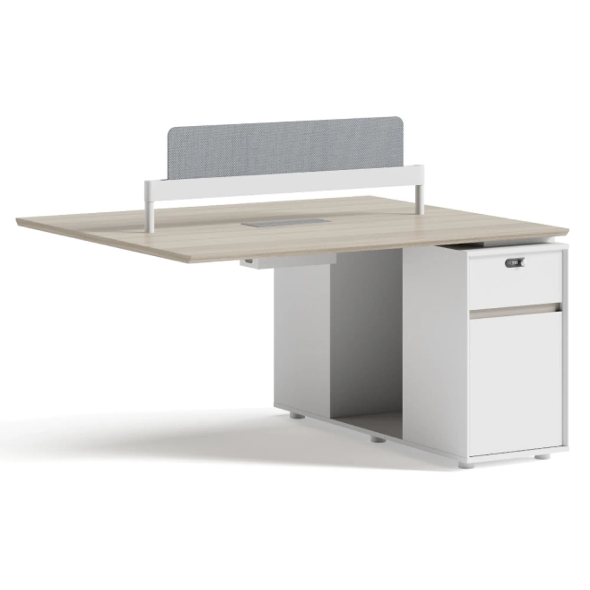 Extensión de estación para 2 personas con gabinete Flow - Taupe y Oak — image 1