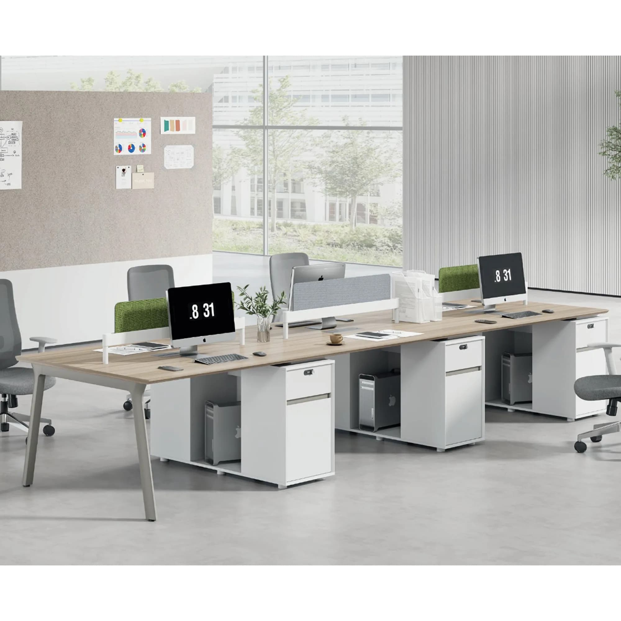 Extensión de estación para 2 personas con gabinete Flow - Taupe y Oak — image 4